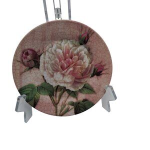 Living Quarters Pinks Green Floral 8" Plate Microwave Dishwasher Safe Display